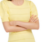 Maison Jules Women's Pointelle Puff Sleeves Sweater Yellow  Size L