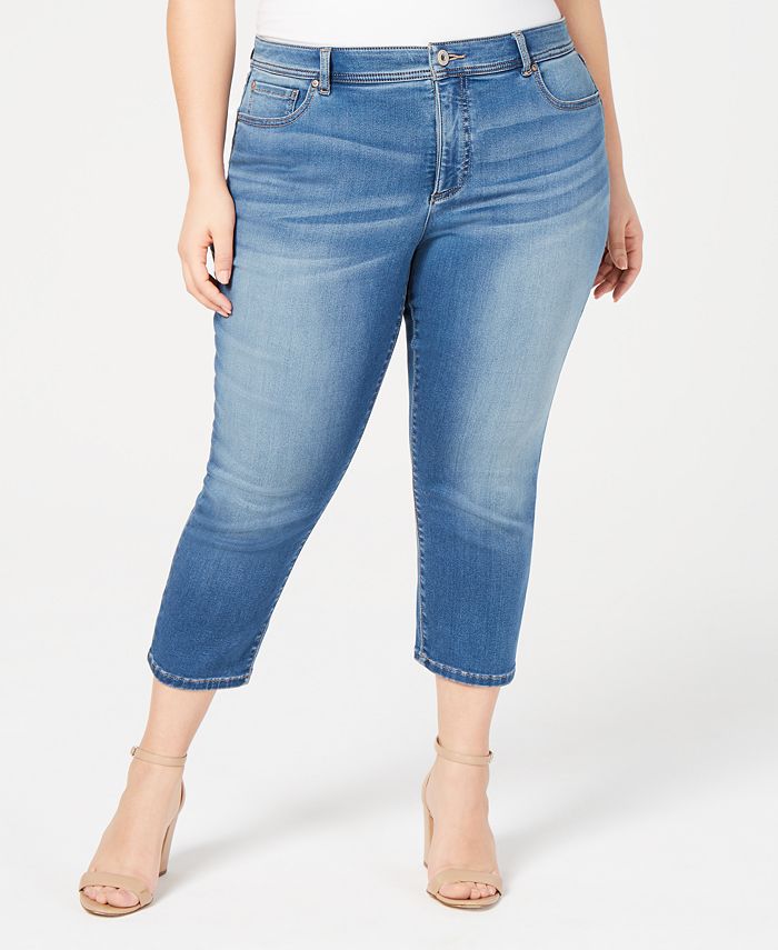 INC International Concepts Women's Plus Denim Skinny Leg Cropped Jeans Blue Size 24 WP