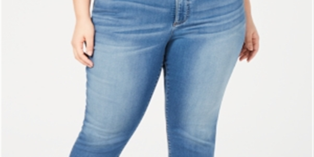 INC International Concepts Women's Plus Denim Skinny Leg Cropped Jeans Blue Size 24 WP