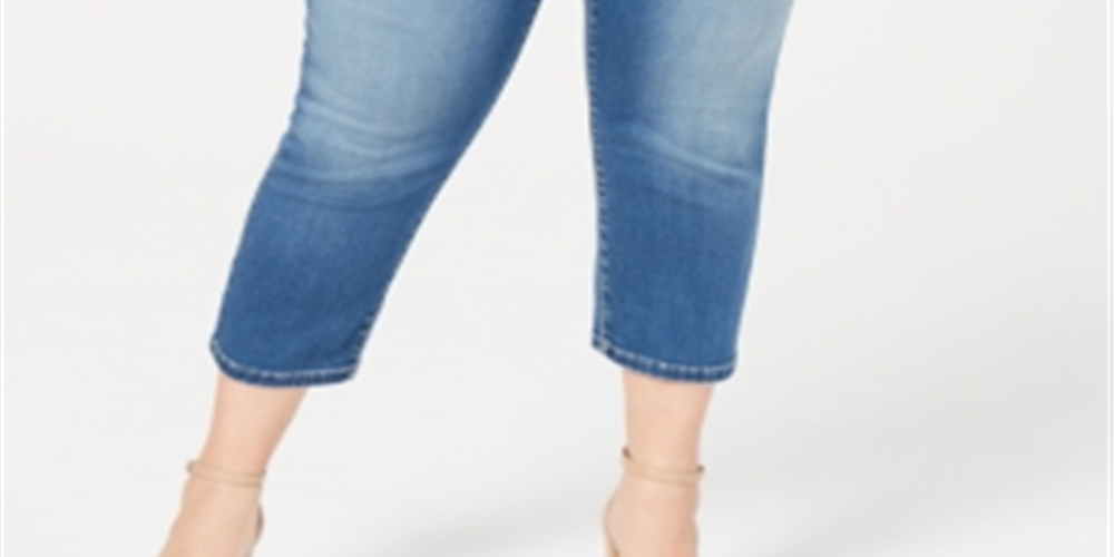 INC International Concepts Women's Plus Denim Skinny Leg Cropped Jeans Blue Size 24 WP
