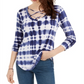 Ultra Flirt Women's Ditsy Dream Tie Dye Long Sleeves T-Shirt Blue Size M