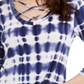 Ultra Flirt Women's Ditsy Dream Tie Dye Long Sleeves T-Shirt Blue Size M