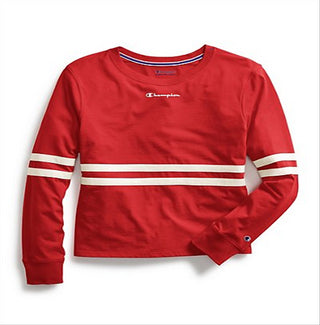 Champion Heritage Script Logo Womens Long Sleeve T-Shirt Red Size L