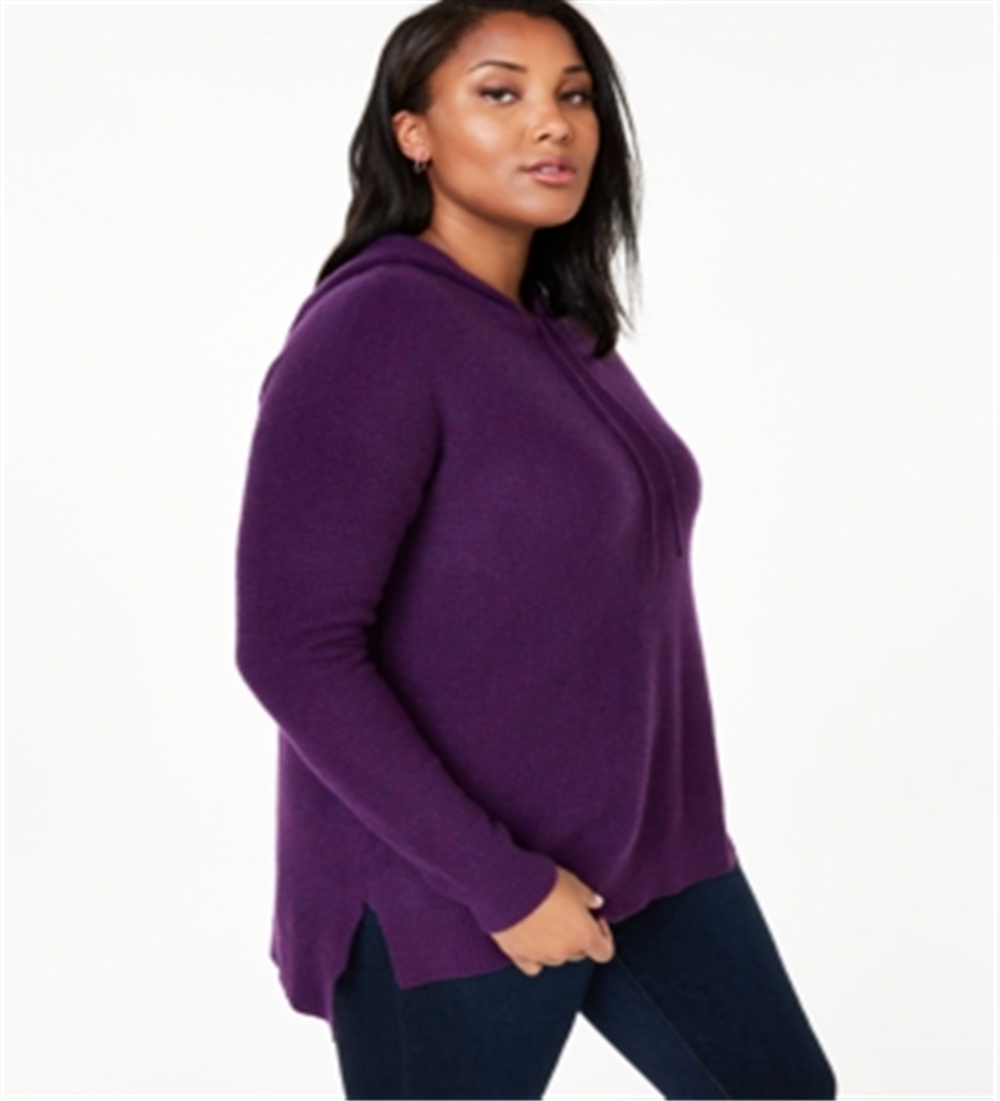 Charter Club Women's Cashmere Thermal Hoodie Purple Size 1X