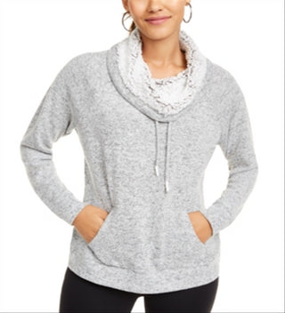 Ultra Flirt Junior's Sherpa Lined Funnel Neck Sweatshirt Gray Size X-Small