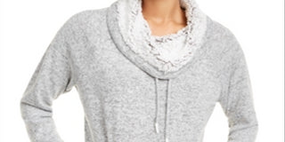 Ultra Flirt Junior's Sherpa Lined Funnel Neck Sweatshirt Gray Size X-Small