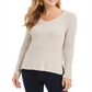 Style & Co Women's Ribbed V Neck Cotton Sweater Brown Size Large