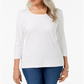 Karen Scott Women's Scoop Neck Top White Size X-Small