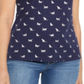 Karen Scott Women's Kitty Glitz Printed Henley Top Blue Size Medium