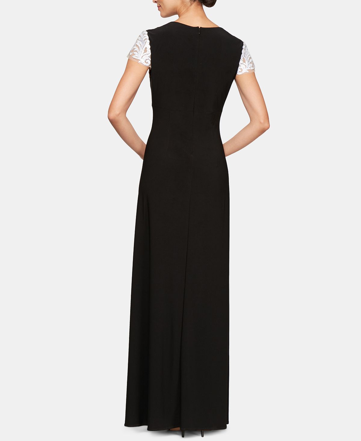 Alex Evenings Women's Short Sleeve Full Length Dress Black Size 14