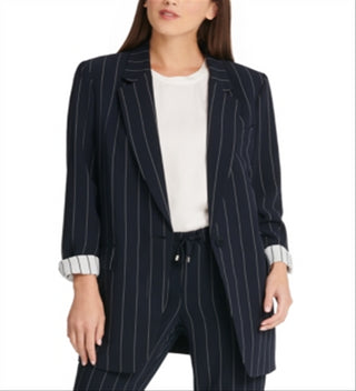 DKNY Women's Pinstripe Business Blazer Navy Size L
