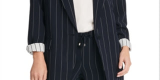 DKNY Women's Pinstripe Business Blazer Navy Size L
