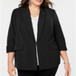 INC International Concepts Women's Plus 3/4 Sleeve Blazer Black Size 0X