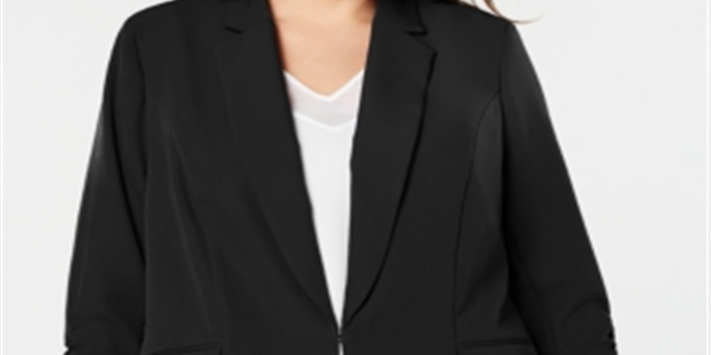INC International Concepts Women's Plus 3/4 Sleeve Blazer Black Size 0X