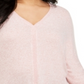 Style & Co Women's Plus Tie Hem Sweater Pink Size 4X