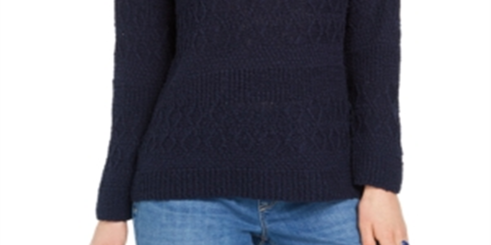Style & Co Women's Slub Knit Pullover Sweater Blue Size Petite Small