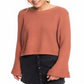 Roxy Women's Sorrento Shades Flared Sleeve Sweater Brown Size Small