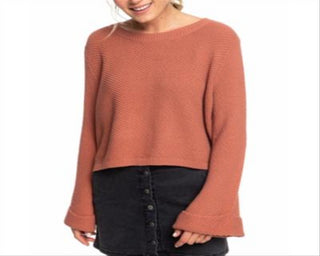 Roxy Women's Sorrento Shades Flared Sleeve Sweater Brown Size Small