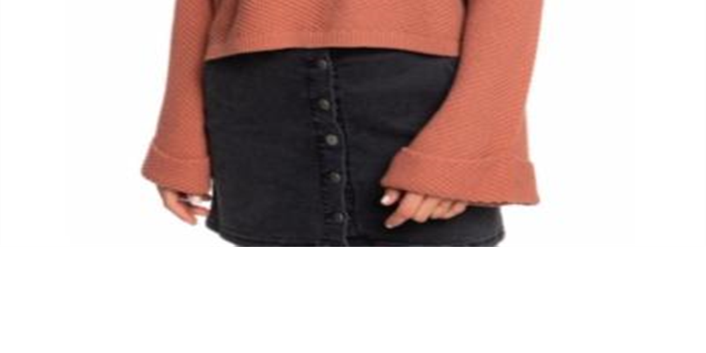 Roxy Women's Sorrento Shades Flared Sleeve Sweater Brown Size Small