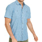 INC International Concepts Men's Ricky Short Sleeve Shirt Blue Size Large