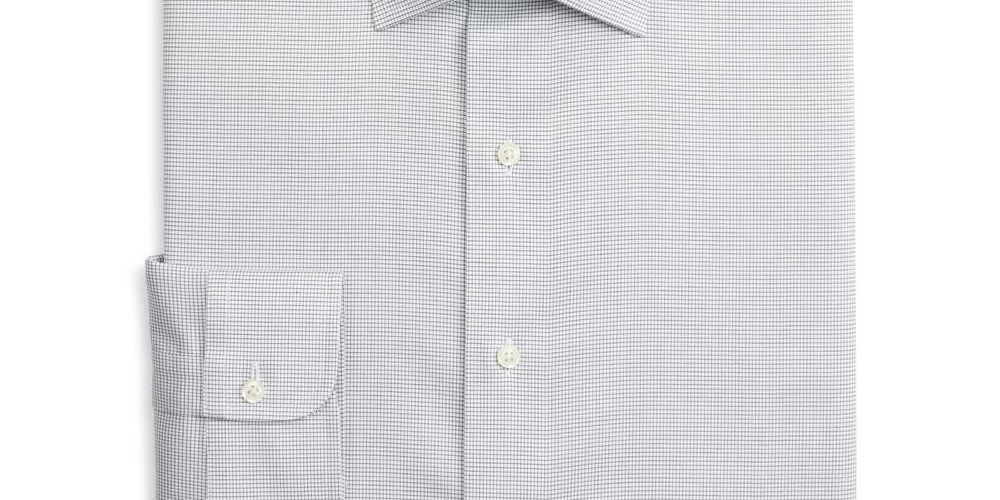 Brooks Brothers Men's Milano Slim Fit Non Iron Dobby Supima Cotton Dress Shirt Gray  Size 16.5X32