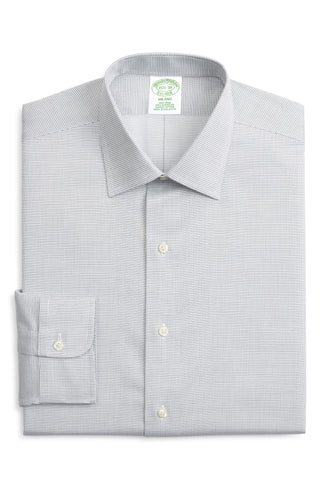 Brooks Brothers Men's Milano Slim Fit Non Iron Dobby Supima Cotton Dress Shirt Gray  Size 16.5X32