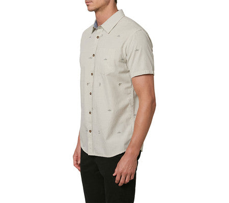 O'Neill Men's Reel Life Short Sleeve Button Down Shirt Brown Size Small