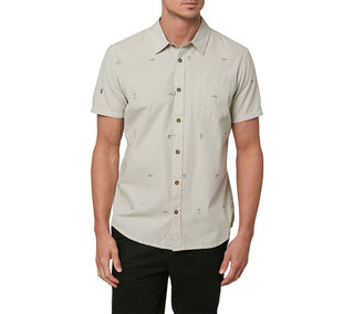 O'Neill Men's Reel Life Short Sleeve Button Down Shirt Brown Size Small