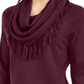 Style & Co Women's Fringe Trim Cowlneck Sweater Wine Size X-Small
