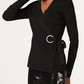 INC International Concepts Women's Embellished Grommet Wrap Knit Stretch Sweater Black Size X-Large