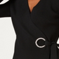 INC International Concepts Women's Embellished Grommet Wrap Knit Stretch Sweater Black Size X-Large
