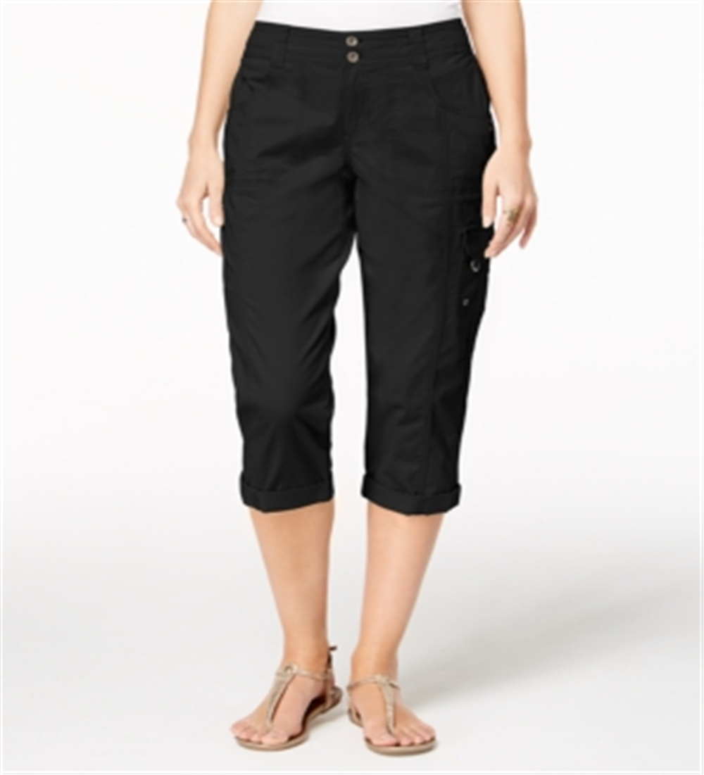 Style & Co Women's Cargo Capris Pants Black Size 14 Petite