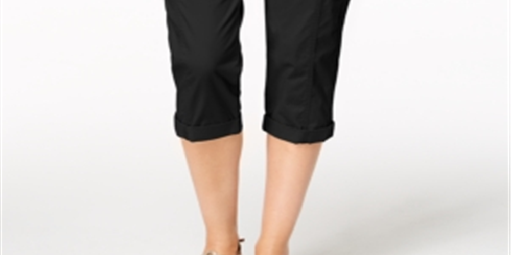 Style & Co Women's Cargo Capris Pants Black Size 14 Petite
