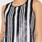 INC Womens Sequined Striped Tank Top Black Size L
