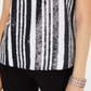 INC Womens Sequined Striped Tank Top Black Size L