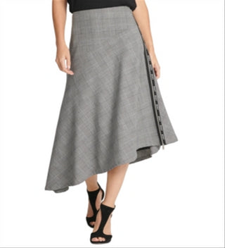 DKNY Women's Plaid MIDI aLine Skirt Black Size 12