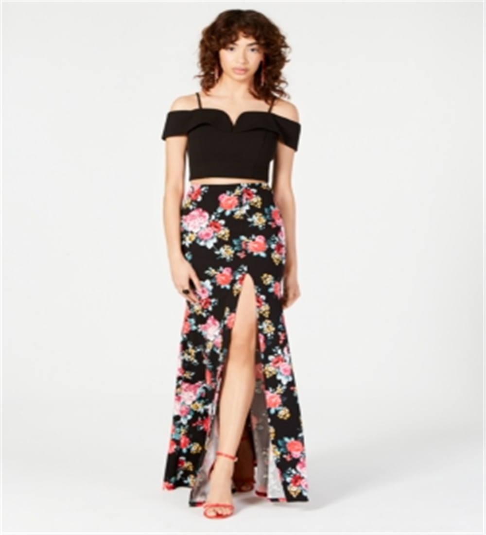 B.Darlin Women's Short Sleeve Off Shoulder Crop Top Black Size 1/2