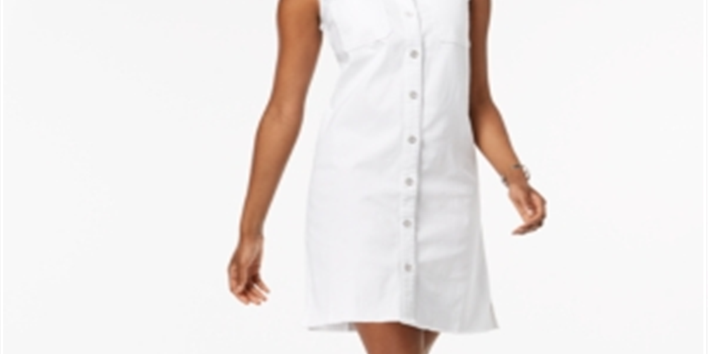 Style & Co Women's Denim Shirtdress White Size 12