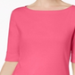 Karen Scott Women's Cuffed Sleeve Boat Neck T-Shirt Pink Size Petite X-Large