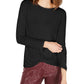 INC International Concepts Women's Knit Ribbed Pullover Top Black Size Medium