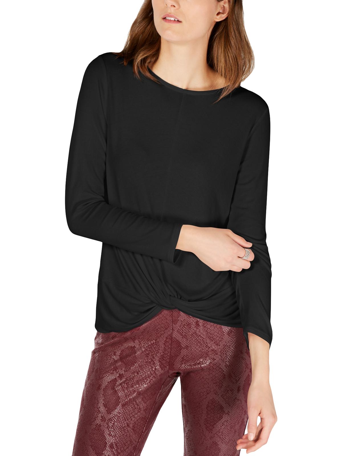 INC International Concepts Women's Knit Ribbed Pullover Top Black Size Medium