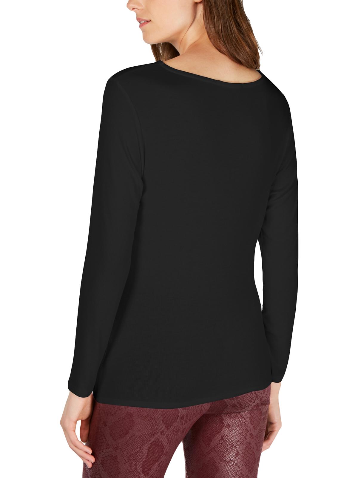 INC International Concepts Women's Knit Ribbed Pullover Top Black Size Medium