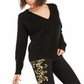 Inc International Concepts Women's Cashmere V-Neck Sweater Deep Black Size XL