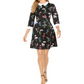 Pappagallo Women's Collared Botanical a-Line Dress Black Size 18