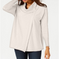 JM Collection Women's Faux Wrap Cowl Neck Sweater Brown Size Small
