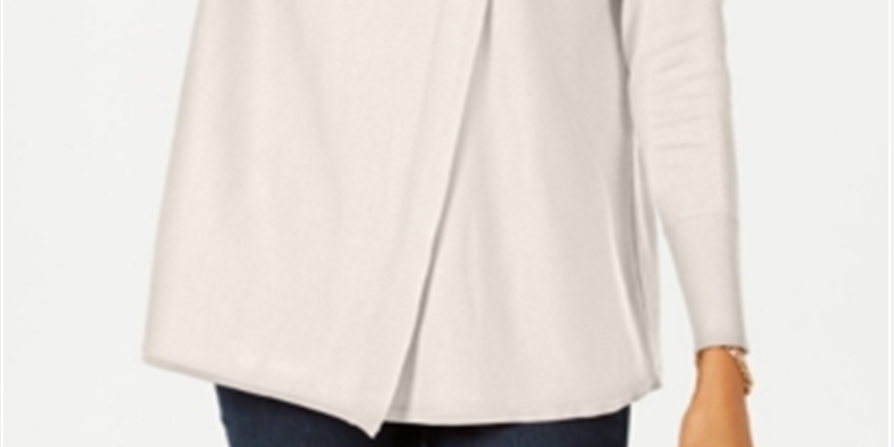 JM Collection Women's Faux Wrap Cowl Neck Sweater Brown Size Small