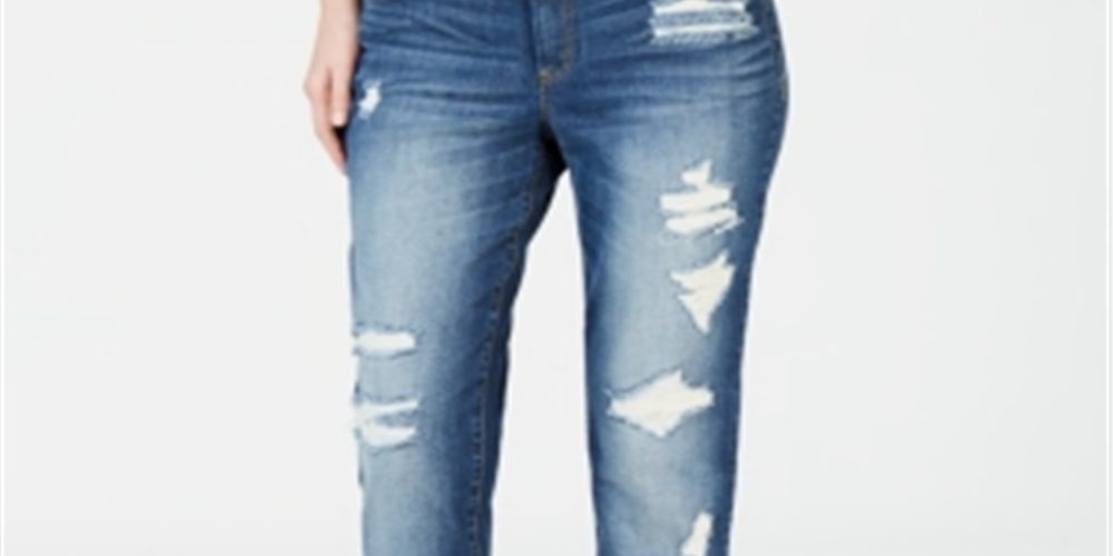 Inc International Concepts Women's Distressed Boyfriend Jeans - Sunshine Wash Blue Size 16