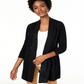 Charter Club Women's Cashmere Sequin Trim Completer Sweater Black Size Petite Medium