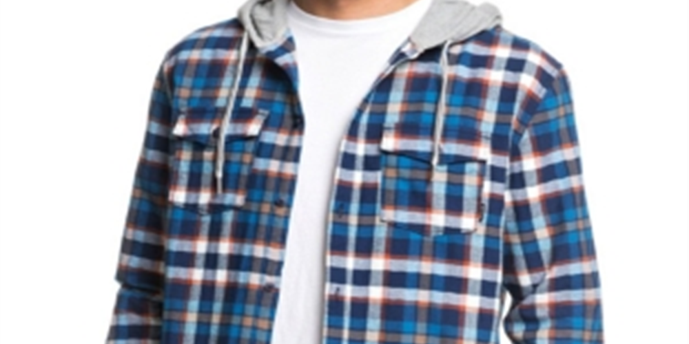 Quiksilver Men's Moonlit Ocean Plaid Long Sleeve Button Down Shirts Blue Size X-Large