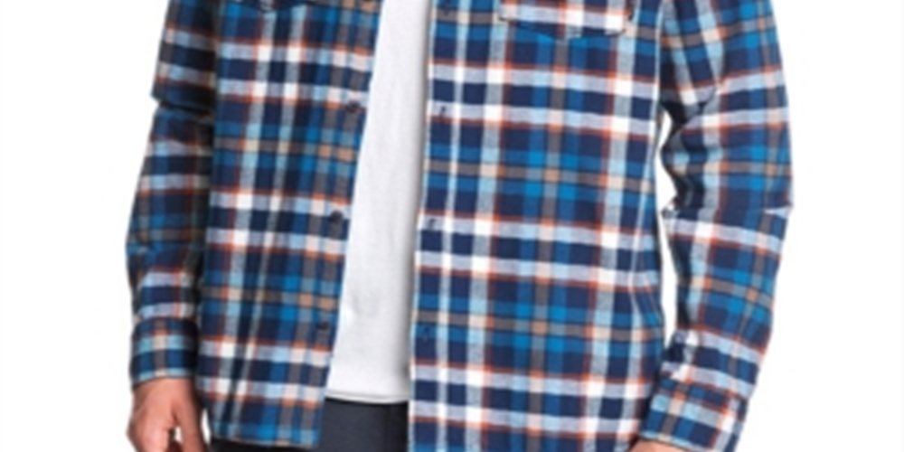 Quiksilver Men's Moonlit Ocean Plaid Long Sleeve Button Down Shirts Blue Size X-Large